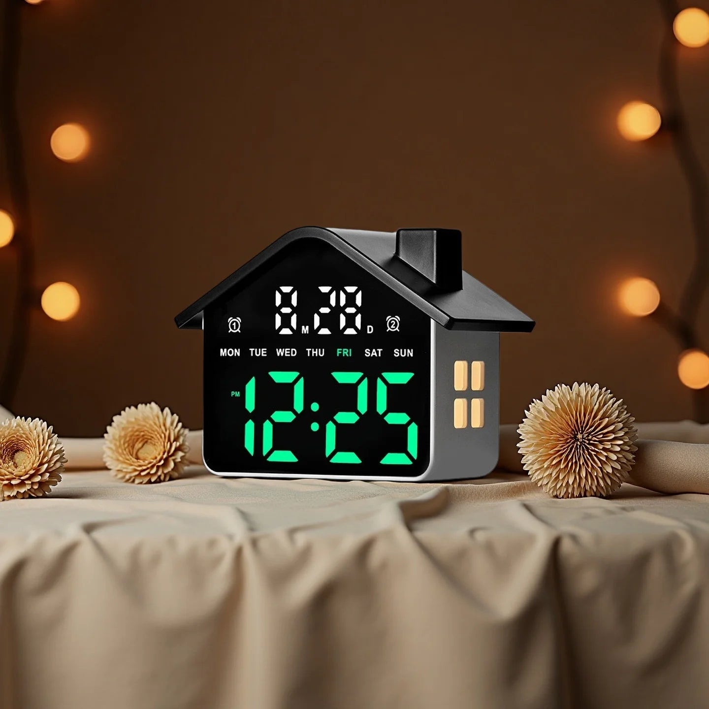 LED Digital Alarm Clock House Voice Control Date Week Brightness Adjustment Electronic Table Clock with Night Light 12/24H