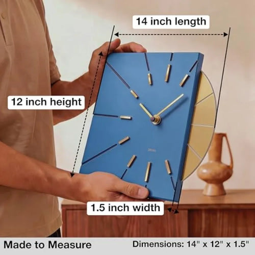 Clocks Mid Century Modern Wall Clock - Square Clock with Decorative Gold Accent- Unique and Cool Clock, Battery Operated - MCM
