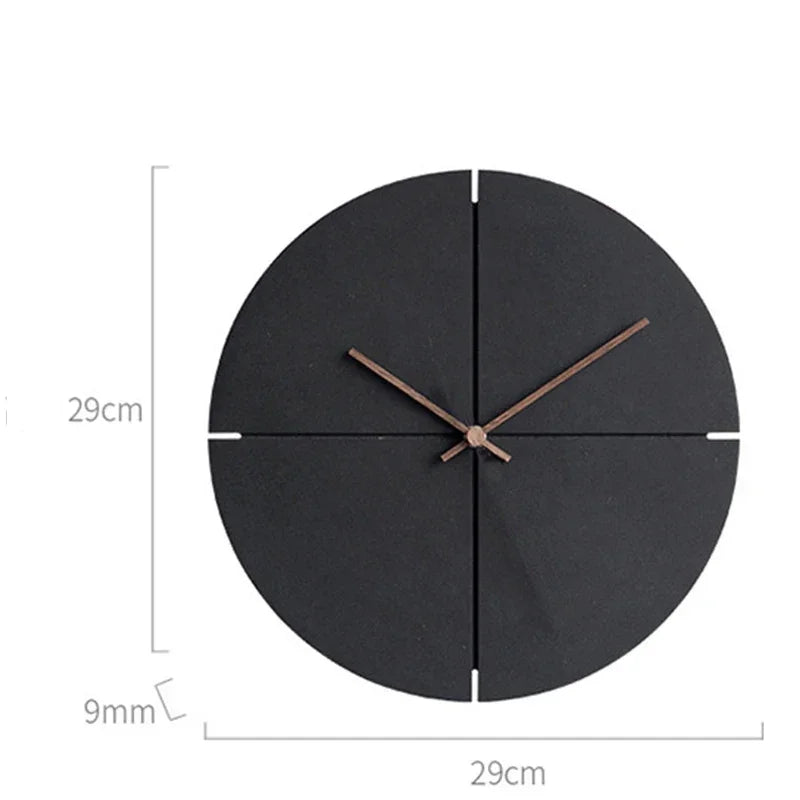 Nordic Minimalist Wooden Wall Clock, Black Mute Wall Clock, Home Decoration, Living Room, Kitchen Personality, 1Pc