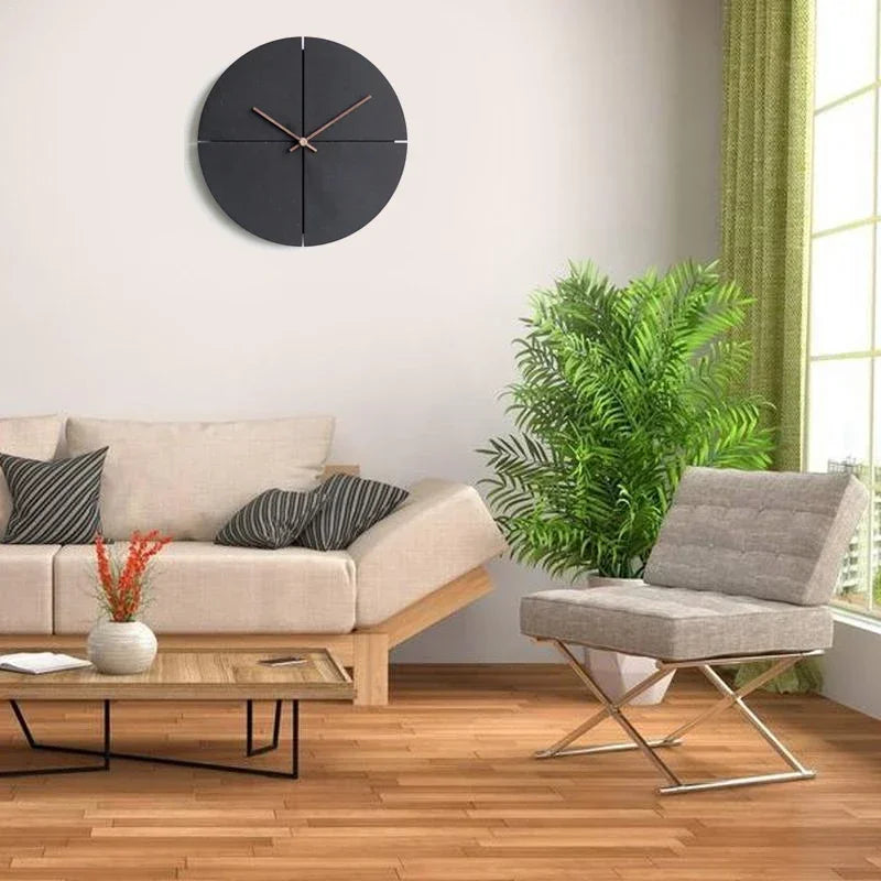 Nordic Minimalist Wooden Wall Clock, Black Mute Wall Clock, Home Decoration, Living Room, Kitchen Personality, 1Pc
