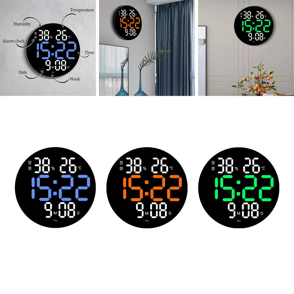 Multifunctional Electronic Clock Remote Control Wall Clock for Decorations