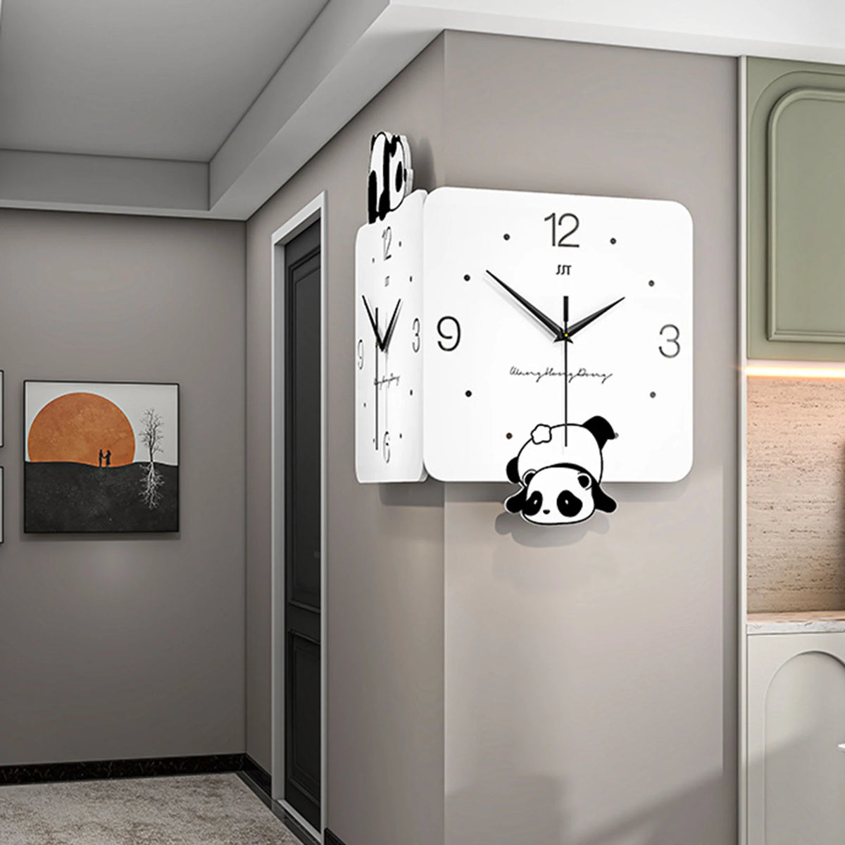 Living Room Luxury Led Wall Clock Lighting Noiseless Electronic Corner Wall Clock Modern Decorative Ornaments for Living Room