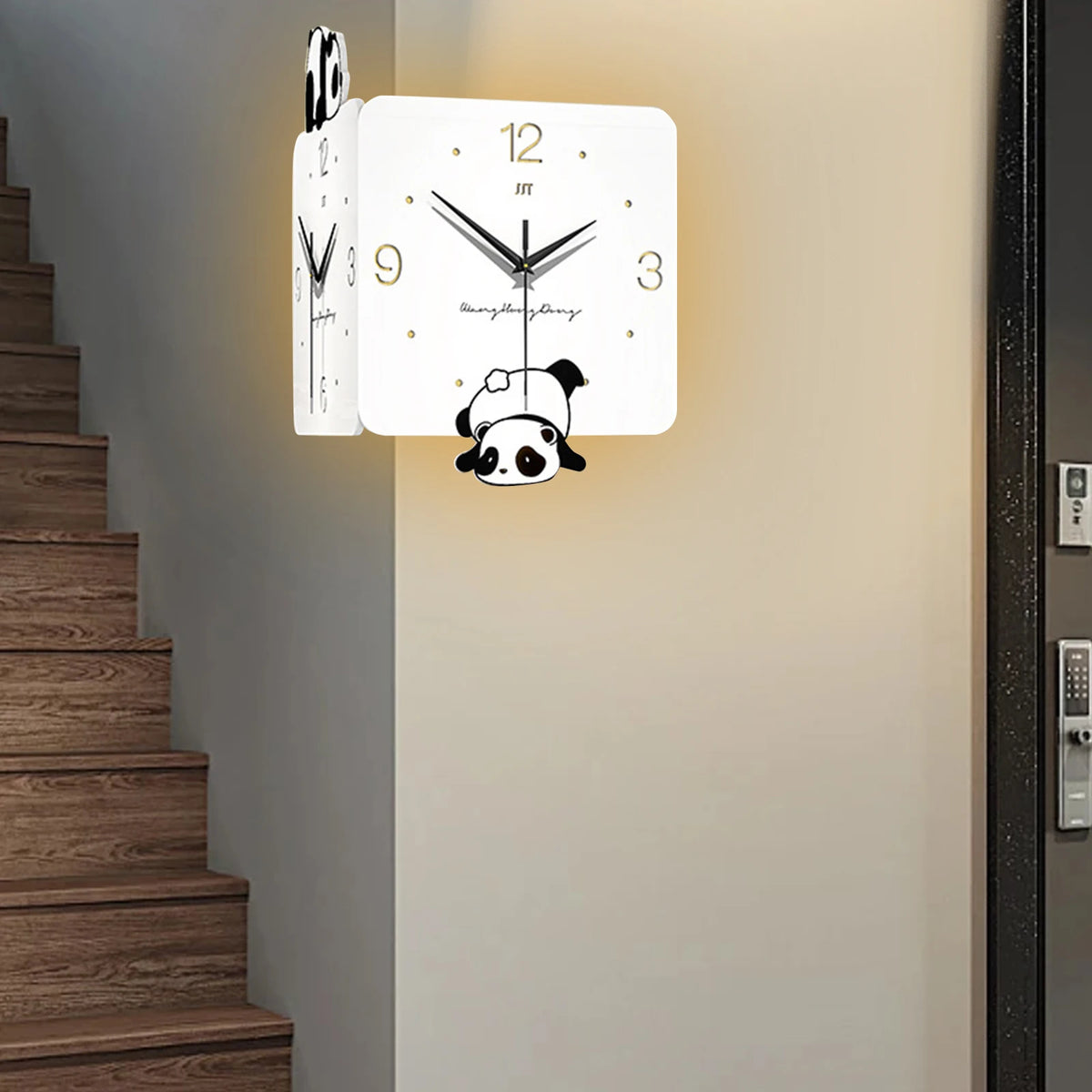 Living Room Luxury Led Wall Clock Lighting Noiseless Electronic Corner Wall Clock Modern Decorative Ornaments for Living Room